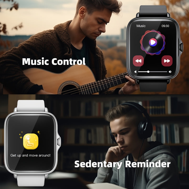 Montre de sport intelligente, écran tactile complet de 1,83'' avec messages, réponse et appel, surveillance du sommeil, podomètre sportif, alertes d'information, pour iPhone et téléphones Android, montre de fitness pour femmes, hommes et amis.