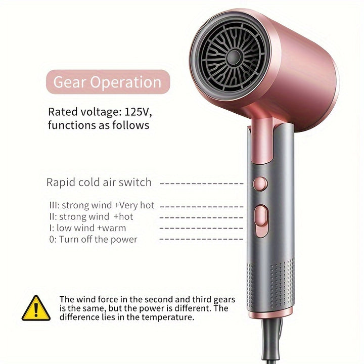 Professional Ionic Hair Dryer Blow Dryer with Diffuser and Concentrator and Hanging rack for Curly Hair Negative Ions Dryer with Ceramic Technology Nozzle for Fast Drying as Salon Light and Quiet, Folding Travel