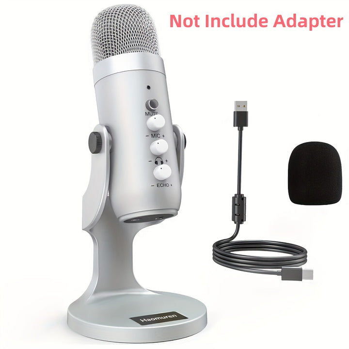 USB Microphone, Condenser Computer PC Mic, Plug&Play Gaming Microphones For PS 4&5.Headphone Output&Volume Control, Mic Gain Control, Mute Button For Vocal, For YouTube Podcast On Mac&WindowsBlack