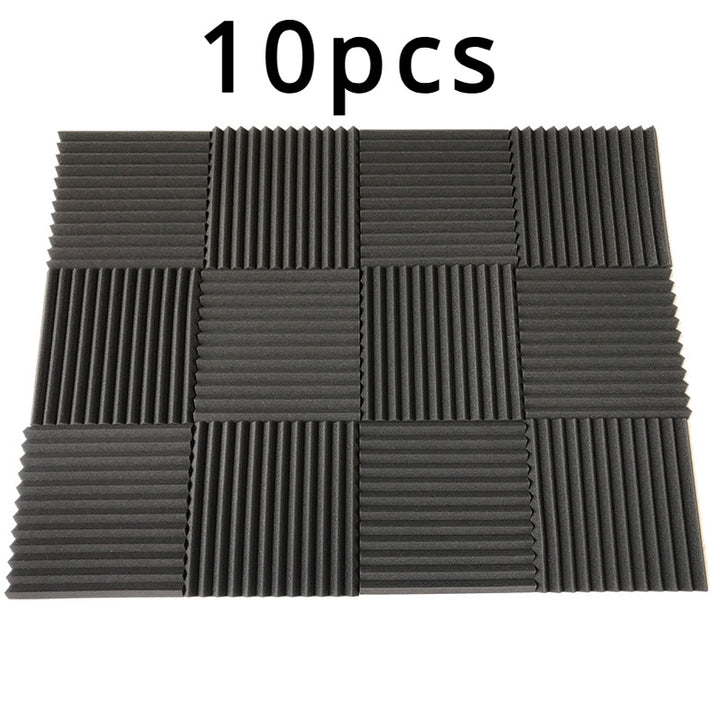 10pcs HERTBER High-Density Flame Retardant Acoustic Foam Panels - Soundproof Wedge Tiles for Studio, Home Theater, Office, Practice Room, Podcast Studio