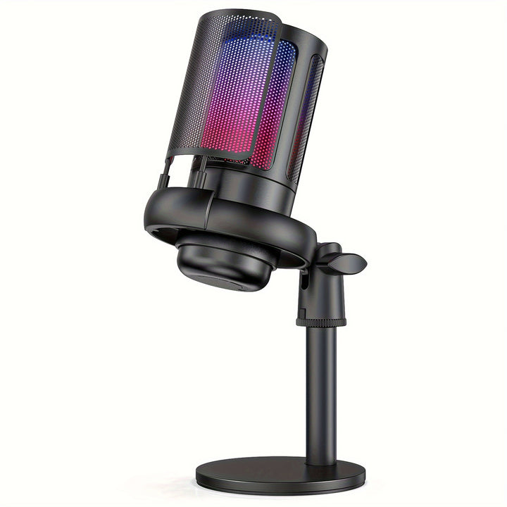 USB Microphone Studio Professional Condenser Microphone For PC Gaming Mic For PS4/ PS5/ Mac/Phone, Brilliant RGB Lighting, Recording Streaming Gaming Karaoke Singing ME6S Mic Eid Al-Adha Mubarak