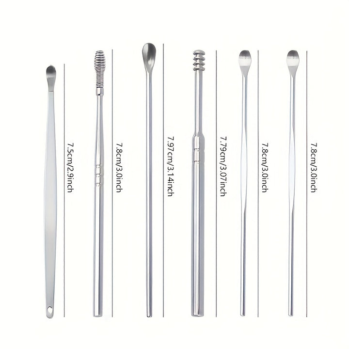 6-in-1 Stainless Steel Ear Wax Cleaner Set - Effectively Remove Ear Wax with Comfortable Ear Picks