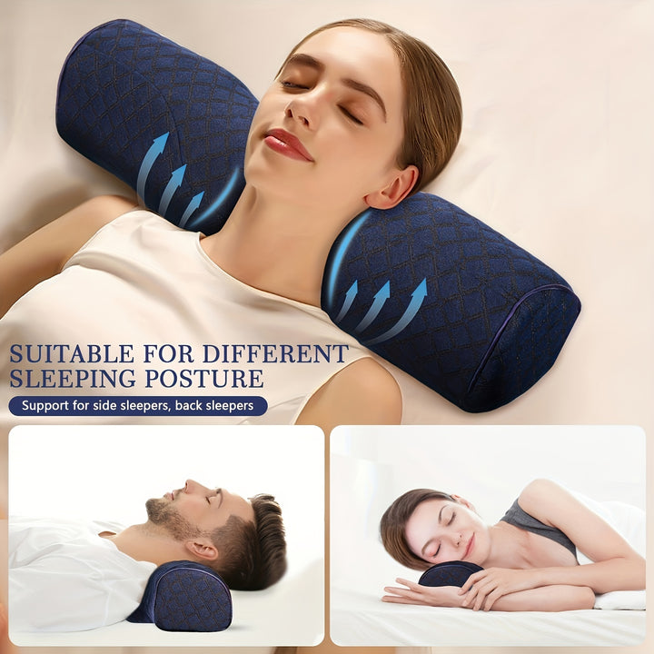 Memory Foam Cervical Neck Pillow - 1pc Neck Bolster Pillow for Stiff Neck, Neck Support for Side Back Sleepers Bed Pillow