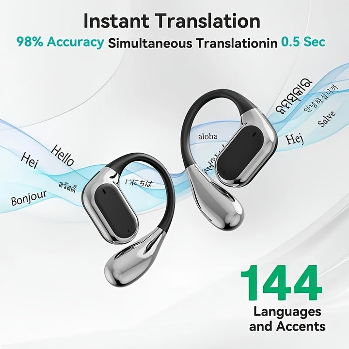 Translation Earphone - 144 Languages And Accents, Real-Time Language Translation, Wireless Connection, for IOS And Android, Perfect for Travel And Business Learning, Travel, Fashion Translators Headphones