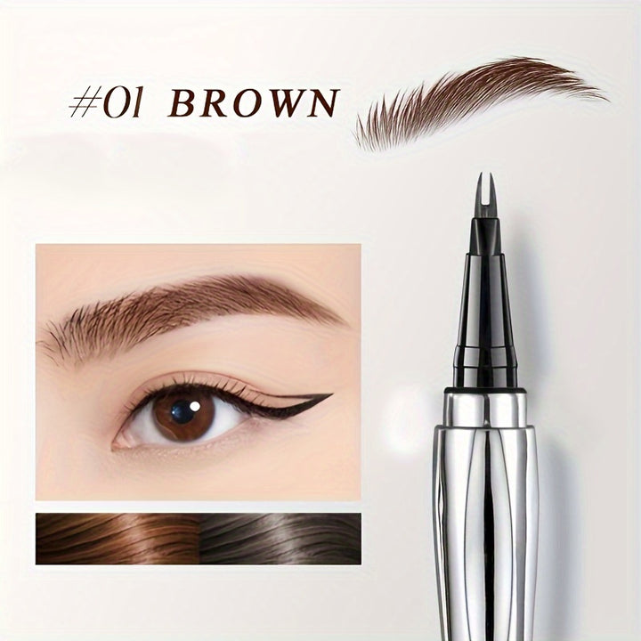 Long-Lasting Waterproof Eyebrow Pencil - Extra Fine Tip, Sweat-Resistant, Natural Look, Dual-Prong for Beginners, All Skin Types, Slim Precision Brow Pen, Essential Beauty Tool