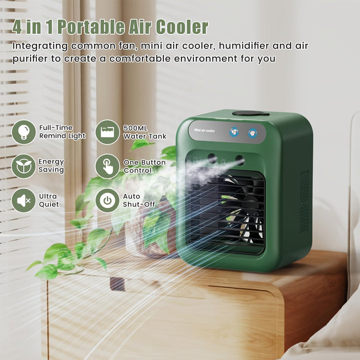 RV Ventilation Fan 2025new upgrade Portable Mini Personal Air Cooler, Small Air Conditioner with Humidifier & 16.91oz Water Tank, Rechargeable Room Air Conditioners, Personal AC Unit for Recreational Vehicle, Bedroom, Office,