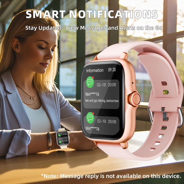 Montre de sport intelligente, écran tactile complet de 1,83'' avec messages, réponse et appel, surveillance du sommeil, podomètre sportif, alertes d'information, pour iPhone et téléphones Android, montre de fitness pour femmes, hommes et amis.