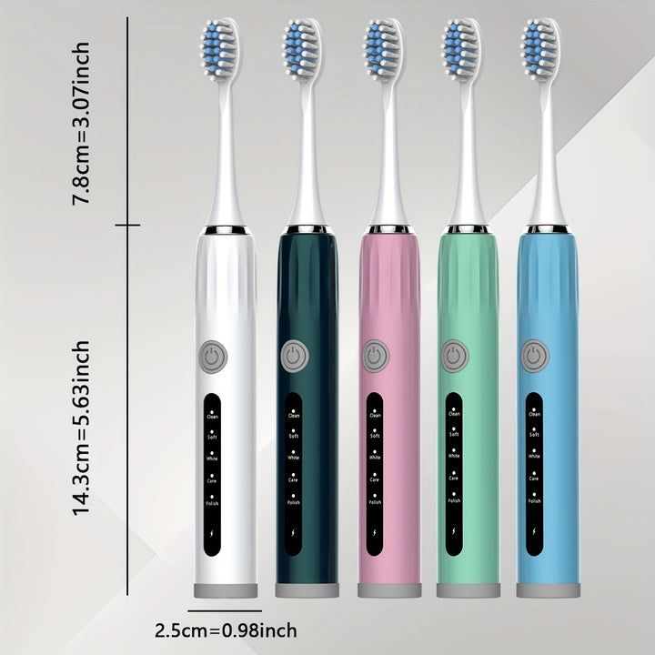 [Popular Choice] Adult Electric Toothbrush USB Charging Model with 8 Replacement Brush Heads, Five Colors to Choose from, High-looking, Fully Automatic, Super Soft Toothbrush Suitable for Sensitive Gums and Teeth