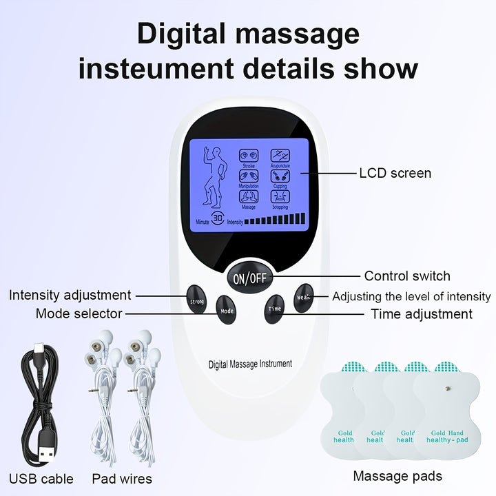 CESLIFF TENS + EMS Dual Channel Muscle Relief Pulse Massager With 8 Electrodes For Shoulder, Shoulder And Back Pain, Knee Muscle Relief, Injury Recovery, Portable Design, Perfect Gift For Family And Friends!