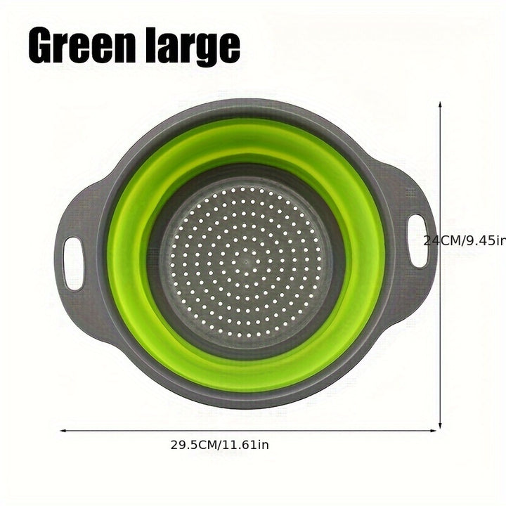 Silicone Kitchen Drain Basket Set - 1/2 Set, Collapsible, Round Funnel, 1 Large & 1 Small, Ideal for Draining Pasta, Veggies & Fruits
