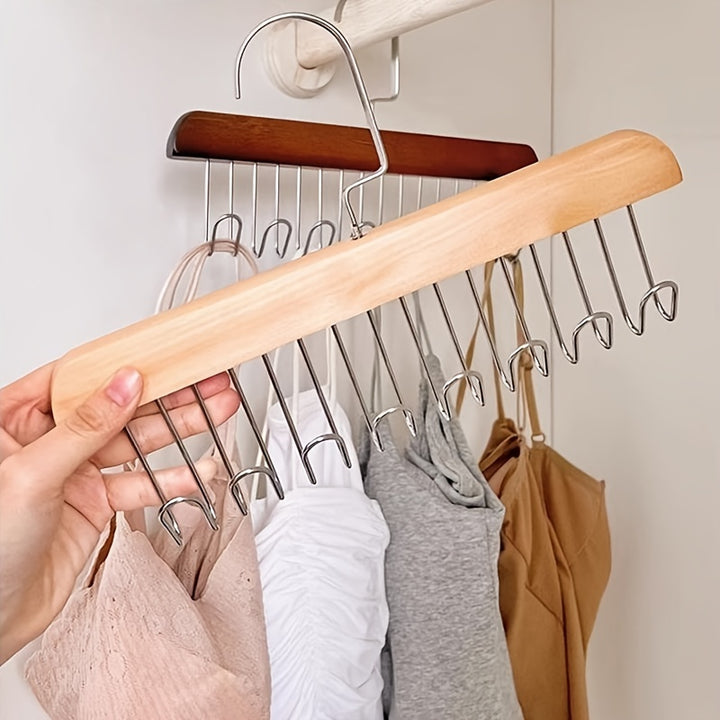 Heavy-Duty Space-Saving Hanger Hooks - Underwear, Hats, Bags Organizer - Sturdy Recycled Wood Hooks for Closet, Dorm, Retail Stores - Closet Organizer with Hanging Rack, Retail Display Accessories, Wave Pattern Design, Metal