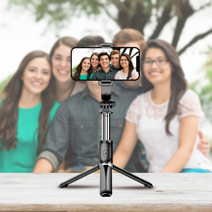 Erweiterbarer 40" Selfie-Stick Stativ - All-in-1 Smartphone-Ständer mit kabelloser Fernbedienung 360°-Drehung - Kompatibel mit iPhone 14/13/12/12 Pro/11/11 Pro/XS/XR/X/8/7 Plus, Samsung, Google, LG, Sony Smartphones