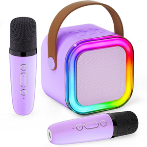 [Portable Speaker] Mini Karaoke Machine | Portable Speaker with 2 Wireless Microphones | Birthday Parties, Family Entertainment