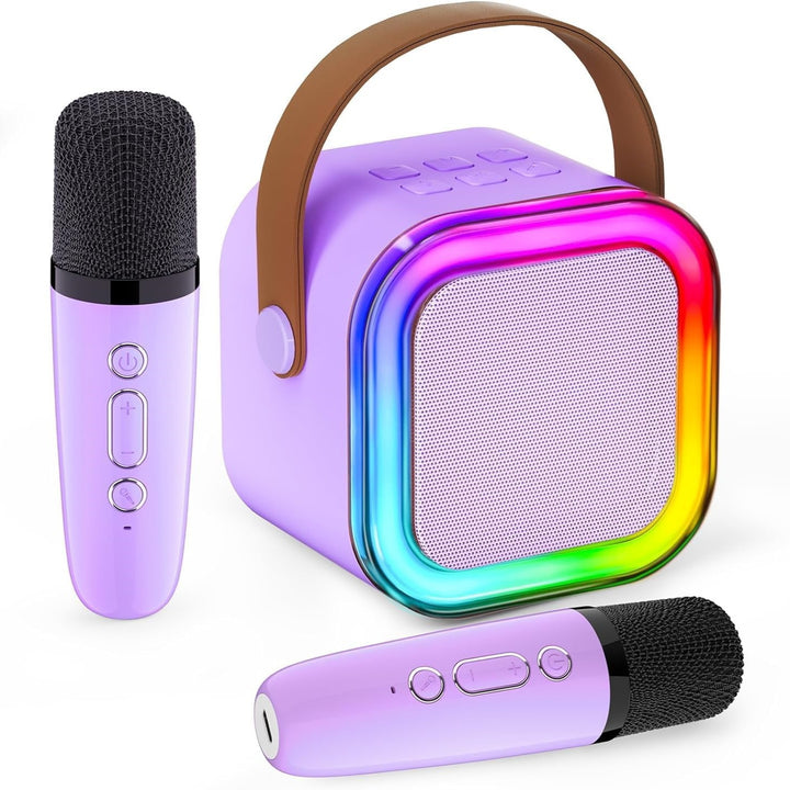 [Enceinte Portable] Mini Machine à Karaoke | Enceinte portable avec 2 microphones sans fil | Fêtes d'anniversaire, Divertissement familial