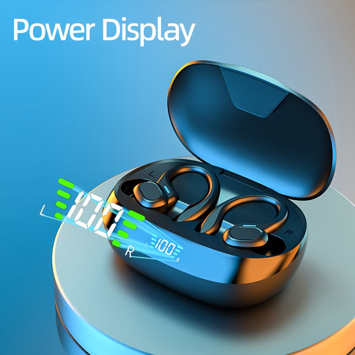 Dual-LED Display Wireless Running Earbuds with Earhooks, Noise Cancelling, Pure Bass Sound, and Built-in Microphone by LIFEBEE