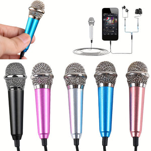 Capacitive Mini Microphone, 3.5mm Jack, Portable Singing Mic for Voice Recording, Interview, Karaoke, Gaming, Video Conferencing, Streaming, Compatible with Phone, Computer, Laptop, Notebook, Tablet - No Battery, No Wireless