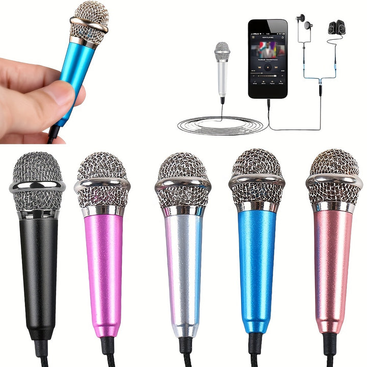 Capacitive Mini Microphone, 3.5mm Jack, Portable Singing Mic for Voice Recording, Interview, Karaoke, Gaming, Video Conferencing, Streaming, Compatible with Phone, Computer, Laptop, Notebook, Tablet - No Battery, No Wireless