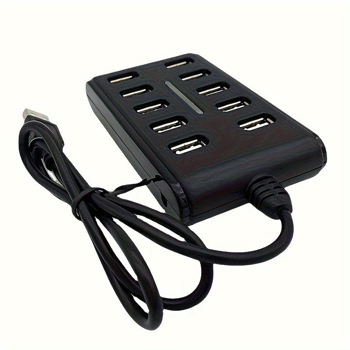 1pc Portable General Purpose Work Home With Switch ABS Plastic Double Row Ten Port USB HUB