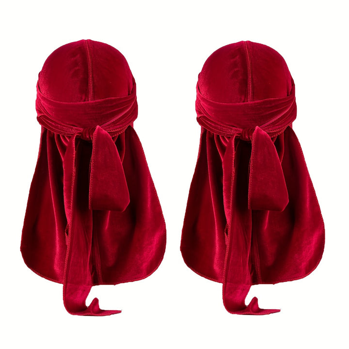 Durags en velours pour hommes - Longue queue, brillant, bonnet pour cheveux stylés