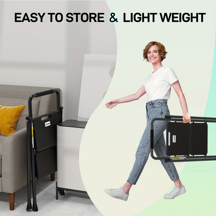 Échelle pliante robuste 2/3 marches avec capacité de 800 lbs - Escabeau avec poignée de confort - Idéal pour la maison, la cuisine et le bureau
