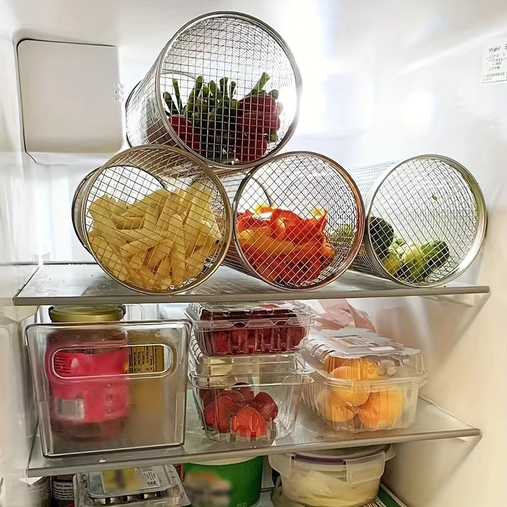 [Stainless Steel BBQ Basket] Durable Stainless Steel 1pc BBQ Grill Basket - Multipurpose Outdoor Cooking Net for Camping, Picnic, BBQ Grill Rack with Handle