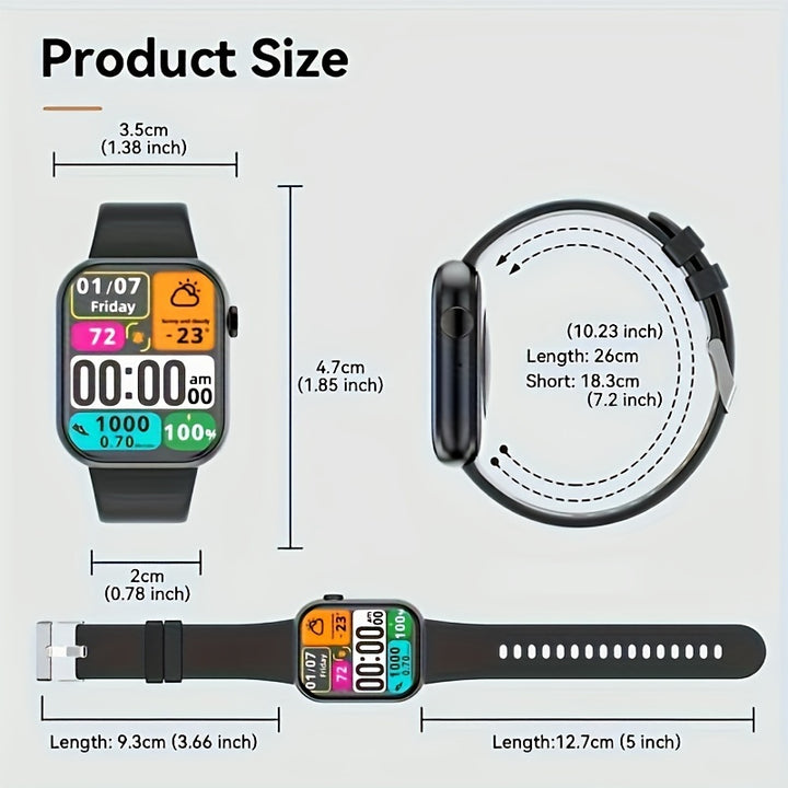 Smart Watch (Rispondi/Fai Chiamate), Ultimo Smart Watch da 1,85 Pollici del 2025, Oltre 100 Modalità Sportive, Orologio Sportivo, Pedometro/Calorie, Modalità Sportive Multiple, Smart Watch per Donne e Uomini per Telefoni Android e iPhone.