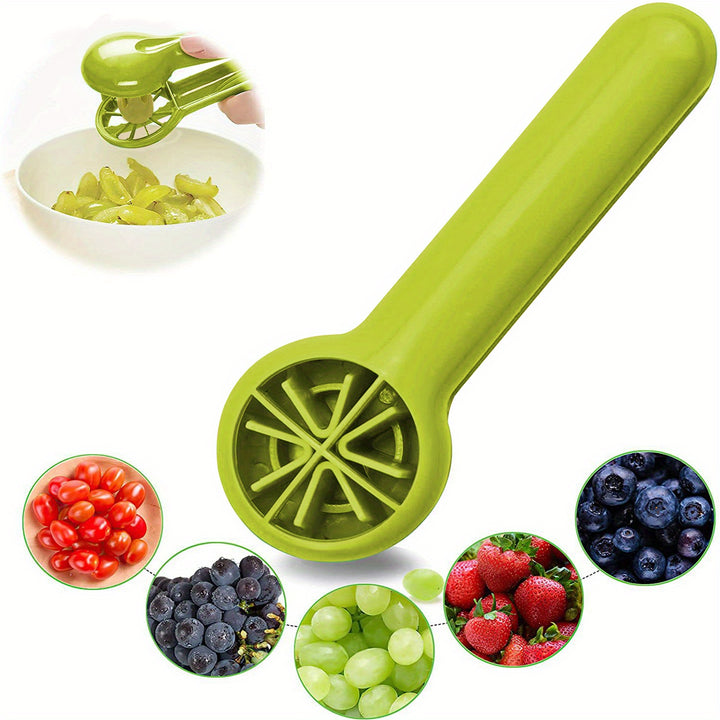 1pc, Grape Cutter, Tomato Cherry Strawberry Cutter, Green Multifunctional Vegetable And Fruit Cutter, No Blade, Creative Kids Supplies, Kitchen Gadget Kitchen Accessories