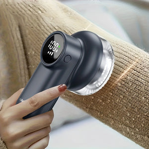 Rechargeable Electric Lint Remover Fabric Shaver - Digital Display, 6-Leaf Blades & Safety Lock, 3-Speed Defuzzer for Removing Fuzz/Pills From Clothes, Garments