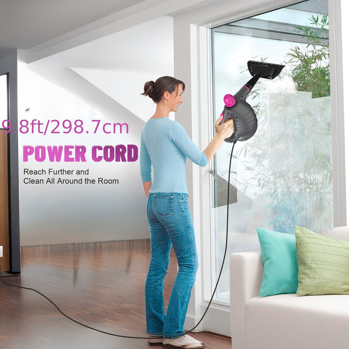 1pc 1050W Handheld Steam Cleaner | 12 Brush Heads, Fast Heat-Up, Chemical Free, Lightweight & Portable, Large 11.83oz Water Tank, Metal & Plastic, Us Plug, Versatile for Home, Car, Floor & Furniture