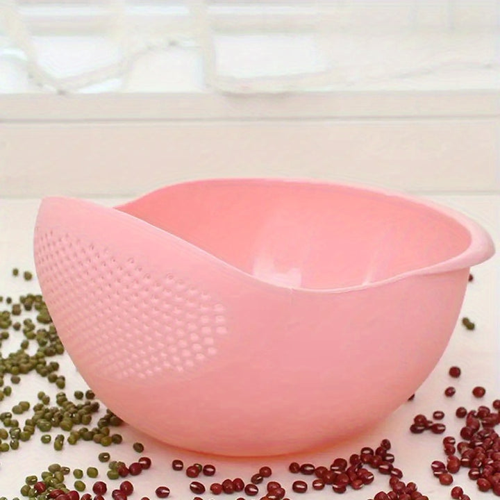 1pc, Plastic Rice Washing Bowl With Strainer - Efficiently Wash Small Grains And Kitchen Gadgets