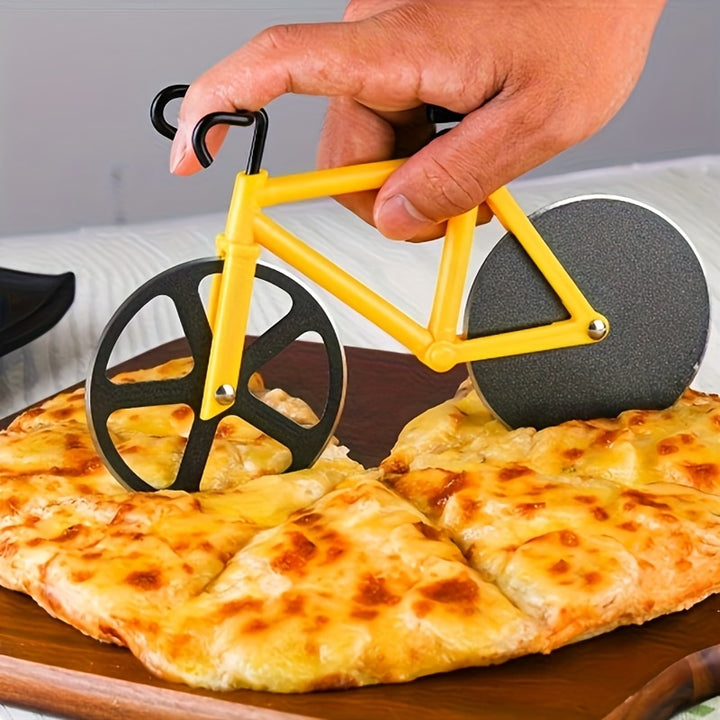 1pc Creative Bicycle-Shaped Pizza Cutter with Dual Stainless Steel Wheels - Easy-Clean, Stand-Up Design for Pizza, Bread & Dough Cutting - Ideal Gift for Pizza Lovers & Cyclists