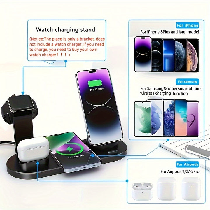 Wireless Charging Station, 3in 1 Wireless Charger Stand, Multi Fast Wireless Charging Dock for iPhone Multiple Devices for iPhone 16/ 15/ 14/ 13/ 12/11/ Pro/ Max/ X/ XS/ XR, for Airpods 3/ 2/ Pro, for Samsung S23 Ultra S22/ S