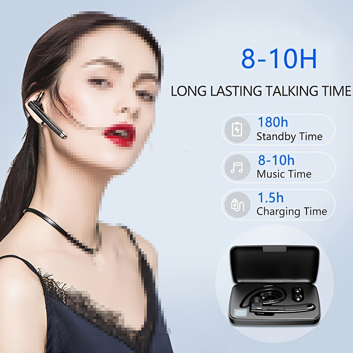 2024 Wireless Earphones 5.3 Headphones Stereo Handsfree Wireless Business Headset with HD Mic Built-in Mic for Driving/Business/Office, Compatible for iOS/Android Cellphone