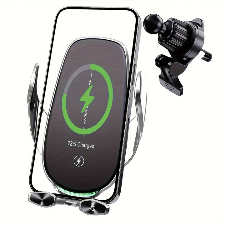 Wireless Car Charger Mount, YITUMU 15W Qi Fast Charging Automatic Clamping Car Phone Holder, Dashboard Air Vent Phone Holder, Compatible With IPhone 14 13 12 11 Pro Max Xs, Compatible With Samsung, S10+ S9+ Note 9, Etc...