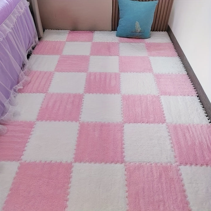 [40 piezas de Alfombra Moderna de Felpa Engrosada] 40 piezas de Alfombra de Parcheo Moderna de Felpa Engrosada para Dormitorio, Sala de Estar, Cuarto de Abrigos, Renovación de Casa de Alquiler, Adecuada para Todas las Estaciones