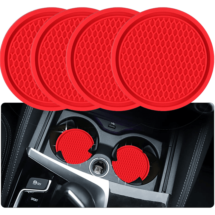 ZukMi Car Cup Coaster, Auto Car Cup Holder Insert Coasters Silicone Anti-Slip Drink Car Cup Mat, Universal Vehicle Interior Accessories 4pcs