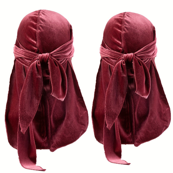 Durags en velours pour hommes - Longue queue, brillant, bonnet pour cheveux stylés