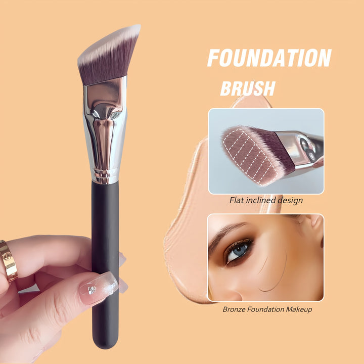 Large Angled Synthetic Foundation Brush - Fragrance-Free, Ideal for Contouring & Blending, All Skin Types