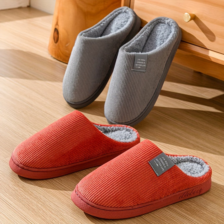 Cozy Plush-Lined Winter Slippers for Couples - Non-Slip, Thick Sole Indoor Shoes with Soft Fabric Lining