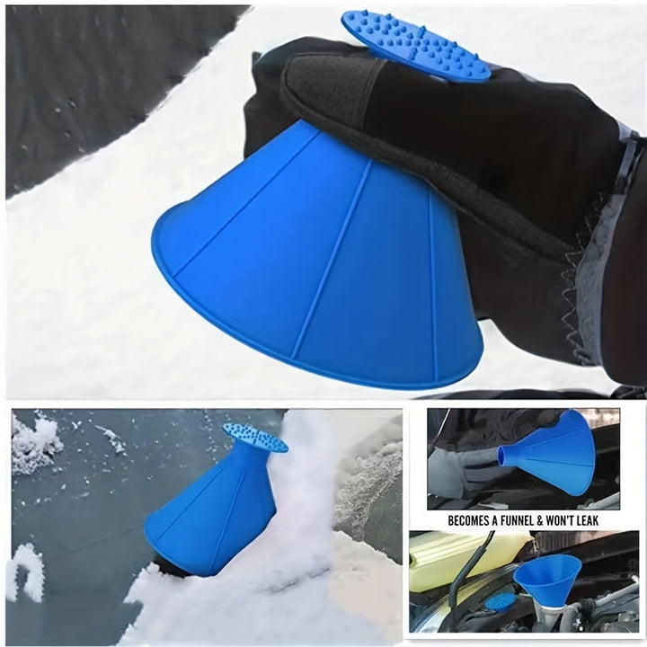 1pc Car Window Windshield Magic Ice Scraping Tool Kit - Includes Oil Funnel Snow Shovel, 1 Pair Insulated Gloves, and Efficient Winter Car Accessories for Easy Snow Removal