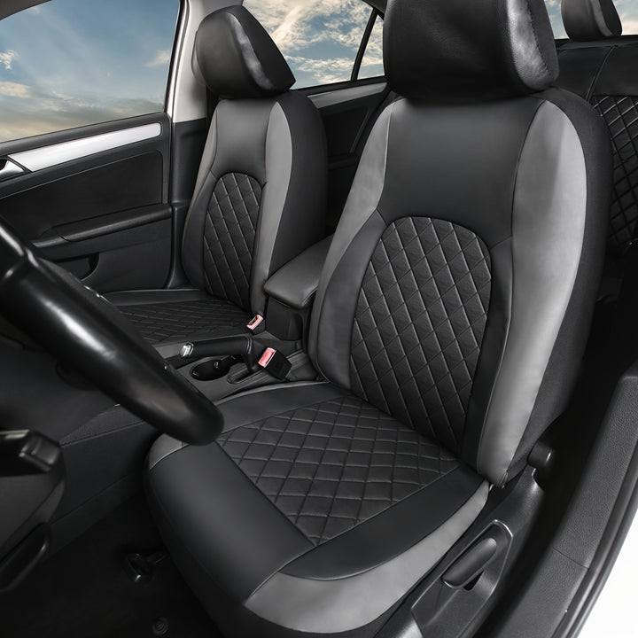 [Full Set Scratch Proof Seat Covers] Universal Faux Leather Car Seat Covers Full Set Car Seat Covers Full Set Front Seats and Rear Bench, Universal Fit 5 Seat Covers for SUV, Automotive Truck, Scratch Proof