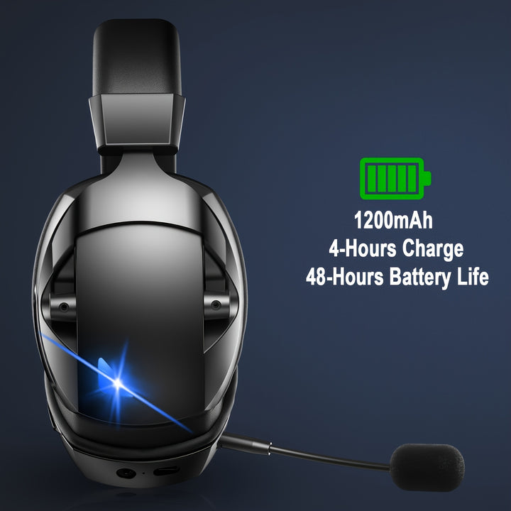 Wireless Gaming Headset with Detachable Noise-Canceling Mic, 2.4G Wireless, USB & 3.5mm Jack - Compatible with PC, PS4, PS5, for Switch, Phones & Tablets, 3 Modes