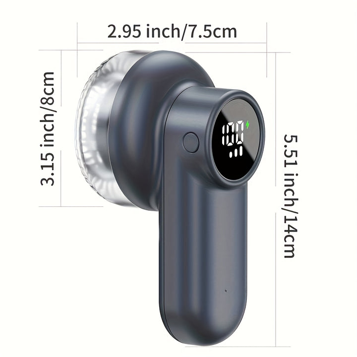 Rechargeable Electric Lint Remover Fabric Shaver - Digital Display, 6-Leaf Blades & Safety Lock, 3-Speed Defuzzer for Removing Fuzz/Pills From Clothes, Garments