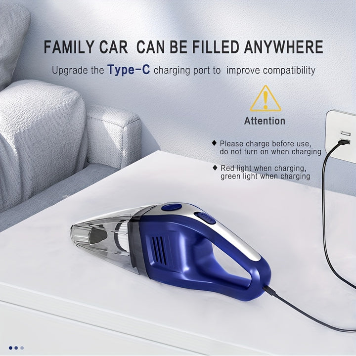 Powerful Portable Vacuum Cleaner - Wireless Handheld Mini Cleaning Vacuum - USB Charging, Variety of Accessories, Suitable for Car, Home, Office