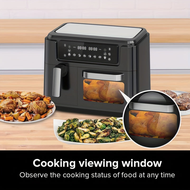 Friteuse à air intelligente à écran tactile double panier de grande capacité XL 3,5QT - Grills électriques avec fonction 2-en-1 de friteuse à air et four 8QT, friture saine, grillade, déshydratation, et plus, design pratique, rapide et gain de place.