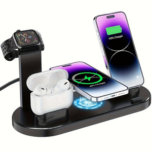 Estação de Carregamento Sem Fio Alimentada por USB, Base de Carregamento Magnética, Dock de Carregamento Sem Fio Rápido para iPhone/iWatch/AirPods, com Tensão de Operação ≤36V, para Dispositivos Compatíveis com Qi