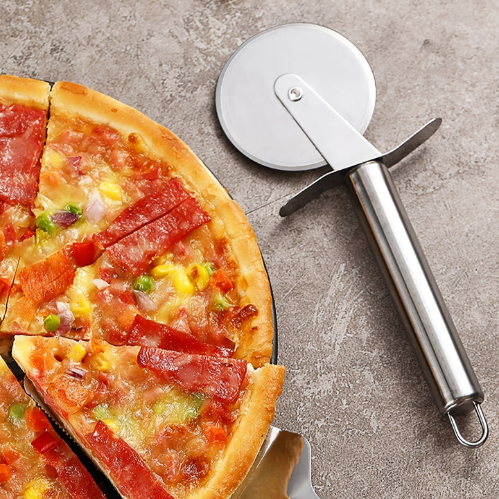 Effortlessly Roll Out Perfect Pizza with this Stainless Steel Pizza Wheel Knife Kitchen Accessories