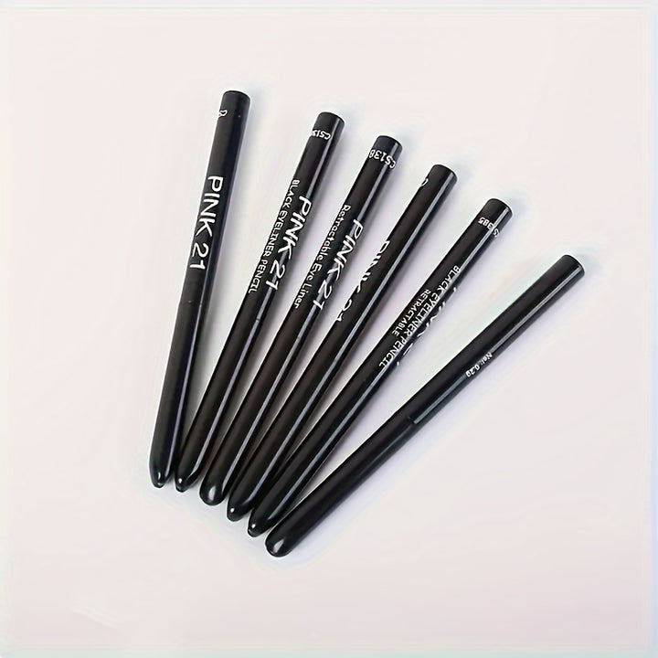 Long-Lasting, Smudge-Proof 5-Pack Black Waterproof & Sweat-Proof Eyeliner Pencil - Easy Glide Formula for Perfect Wings - Bold Eye Makeup