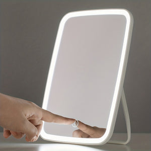 LED Desktop Makeup Mirror Adjustable Brightness USB Charging