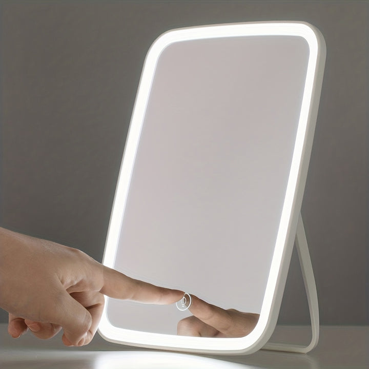 LED Desktop Makeup Mirror Adjustable Brightness USB Charging